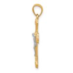 10K w/Rhodium Fleur De Lis Crucifix Pendant - Image 2