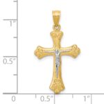 10K w/Rhodium Fleur De Lis Crucifix Pendant - Image 3