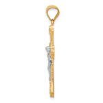 10K w/Rhodium Fleur De Lis Crucifix Pendant - Image 2