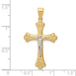 10K w/Rhodium Fleur De Lis Crucifix Pendant - Image 3