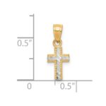 10K w/ Rhodium Tiny Diamond-Cut Cross Pendant - Image 3