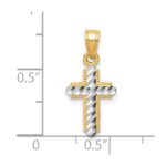 10K w/Rhodium Diamond-Cut Cross Pendant - Image 3