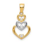 10K w/Rhodium CZ 3-Heart Pendant