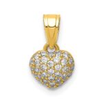10K CZ Micro Pave Heart Pendant