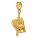 10K Polished 3-D Glove/Bat/Ball Baseball Pendant - Image 5