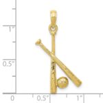 10K Polished Open-Backed Bats and Baseball Pendant - Image 3