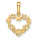 10K Polished Floral Border Heart Pendant - Image 4