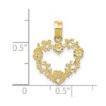10K Polished Floral Border Heart Pendant - Image 3