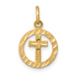 10k Solid Flat-Backed Cross in Circle for Eternal Life Charm