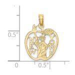 10k Cut-out NEW YORK w/Statue of Liberty in Apple Charm - Image 3