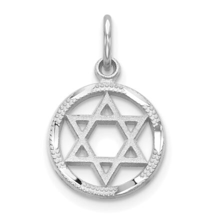 10K White Gold Star Of David Charm