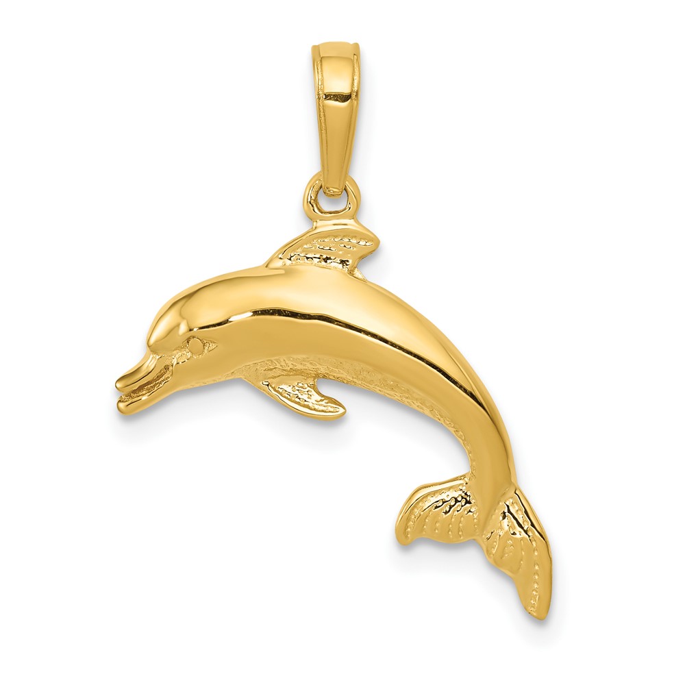 10C3455.jpg 10K Dolphin Swimming Pendant - Image 1