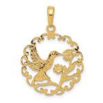 10k Hummingbird in Round Frame Pendant