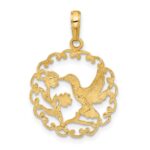 10k Hummingbird in Round Frame Pendant - Image 4