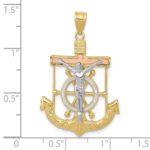 10k Tri-color Diamond-cut w/Textured Mariner's Cross Pendant - Image 2
