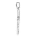 10k White Gold Polished CZ Latin Cross Pendant - Image 2