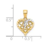 10K W/Rhodium Heart Charm - Image 3
