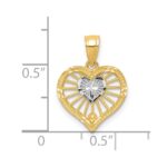 10K W/Rhodium Heart W/Cross Charm - Image 3