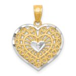 10K w/Rhodium Heart Charm