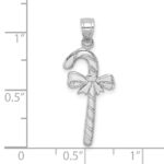 10K White Gold Solid Polished Candy Cane Pendant - Image 2