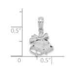 10K White Gold Polished Christmas Bells Pendant - Image 2