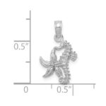 10K White Gold Solid Seahorse and Starfish Pendant - Image 2