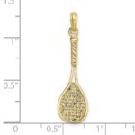 10K Solid Polished 3-D Tennis Racquet Charm - Image 3