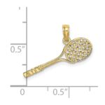 10K Solid Polished 3-D Tennis Racquet Charm - Image 3