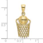 10K Polished Basketball and Net Charm - Image 3