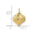10K Polished & Textured 3-D Heart Pendant - Image 3