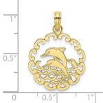 10K Cut-out Jumping Dolphins Pendant - Image 3