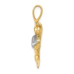 10k & Rhodium Polished Open-Backed Scuba Diver Pendant - Image 2