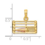 10k Two-Tone Polished 3-Dimensional Lobster Trap Pendant - Image 3