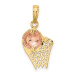 10k Two-tone Basketball Hoop with Ball Pendant - Image 3