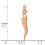10k Rose Gold Medium 3D Italian Horn Pendant - Image 2