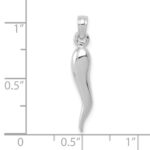 10k White Gold Medium 3D Italian Horn Pendant - Image 2