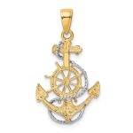10k w/Rhodium Anchor w/Rope Pendant - Image 4