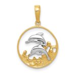 10K w/Rhodium Double Dophins Charm