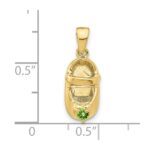 10K 3-D August/Synthetic Stone Engraveable Baby Shoe Charm - Image 3