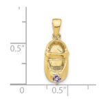 10K 3-D June Synthetic Stone Engraveable Baby Shoe Charm - Image 3