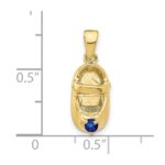10K 3-D September/Synthetic Stone Engraveable Baby Shoe Charm - Image 3