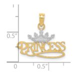 10k w/Rhodium PRINCESS w/White Crown Charm - Image 3