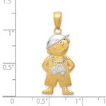 10k & Rhodium Boy w/Hands in Pockets Pendant - Image 3