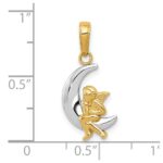 10k & Rhodium Polished Moon w/ Angel Pendant - Image 3
