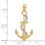 10K w/Rhodium Polished Anchor W/Rope Pendant - Image 4