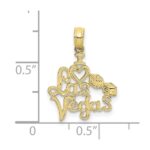 10K I HEART LAS VEGAS  with Dice Engraved Charm - Image 3