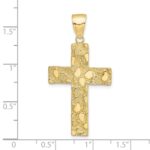 10K Gold Polished Textured Nugget Style Cross Pendant - Image 3