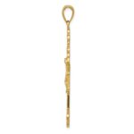 10K Polished Textured INRI Crucifix Fleur de Lis Pendant - Image 2