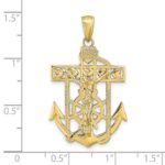 10K Polished Textured Mariners Crucifix Pendant - Image 3