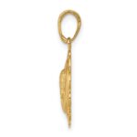 10K Gold Polished Angel/Cherub on Round Scallop Frame Pendant - Image 2
